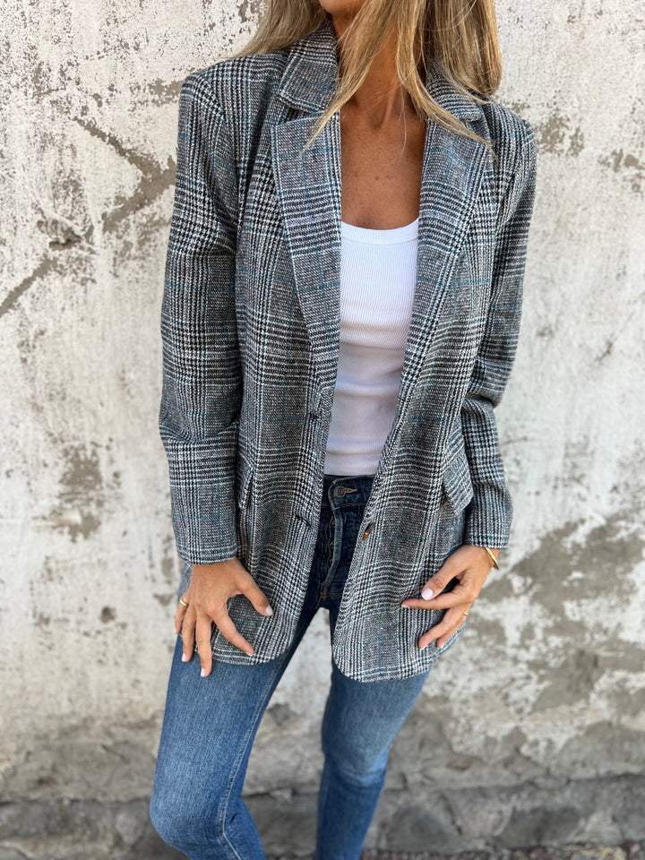 Women's Casual Fashion Retro Houndstooth Suit Jacket