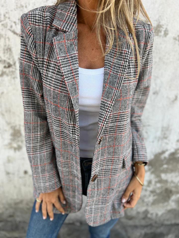 Women's Casual Fashion Retro Houndstooth Suit Jacket